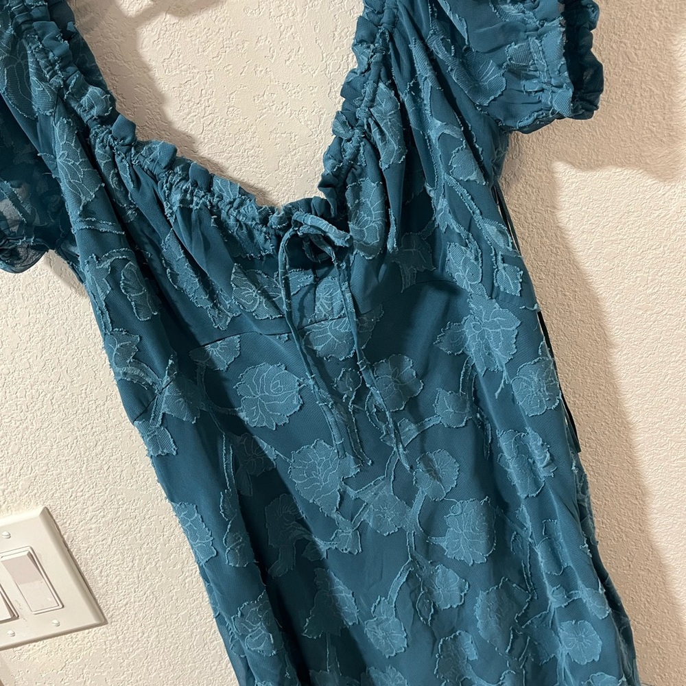 Urban Outfitters Teal Floral Midi Dress